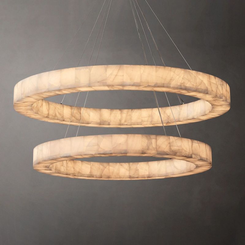 Alabaster Ezreal Two-Tier Round Chandelier 60"