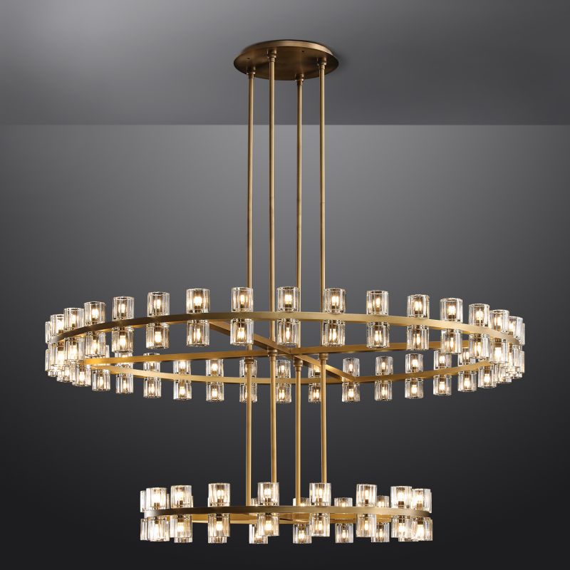 Wine-Glass 2-Tier Round Chandelier 60"