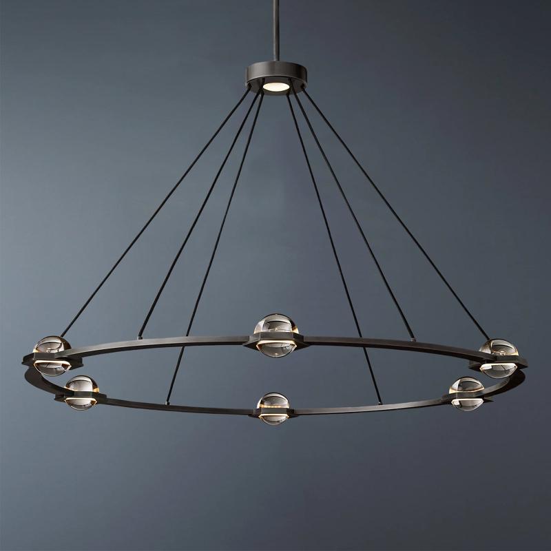 Liam Glass Ball Round Chandelier 48"