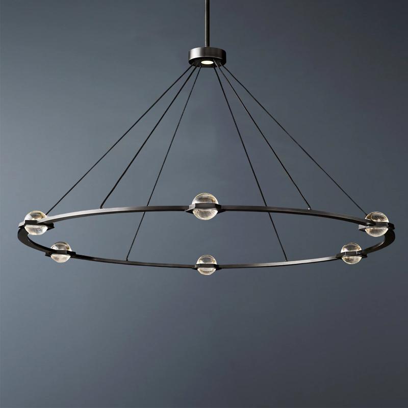 Liam Glass Ball Round Chandelier 60"