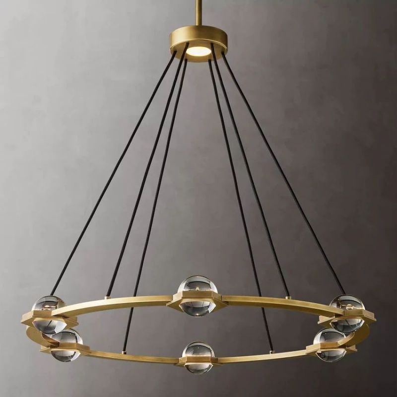 Liam Glass Ball Round Chandelier 36"