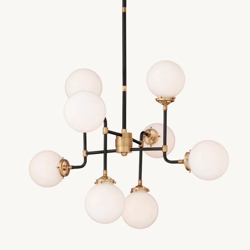 Machinist Globe Milk Glass Chandelier