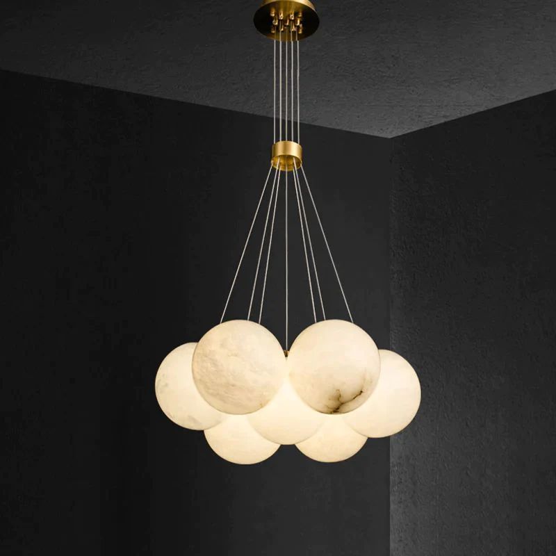 Modern Pearl Alabaster Ball Pendant Light