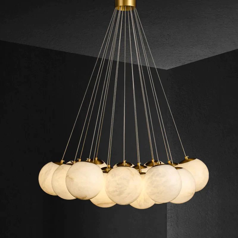 Modern Pearl Alabaster Ball Pendant Light