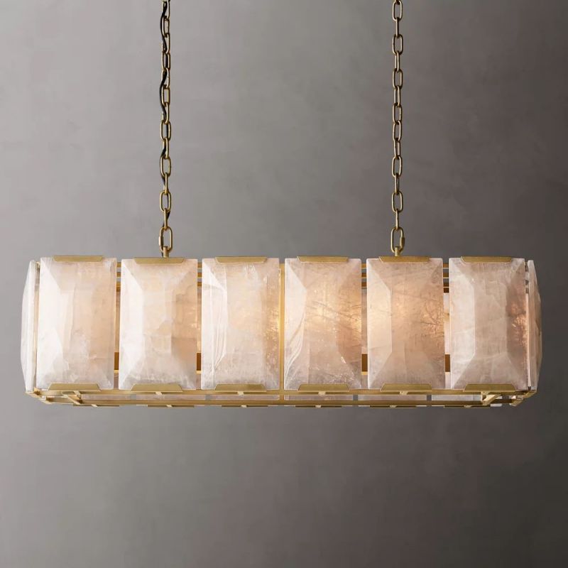 Multicolor Calcite Rectangular Chandelier 42"