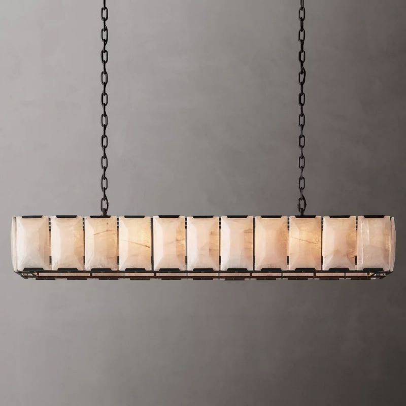 Multicolor Calcite Rectangular Chandelier 74"