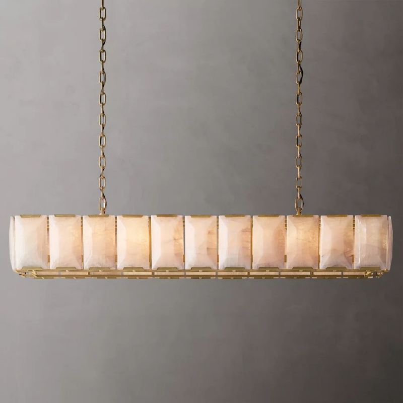 Multicolor Calcite Rectangular Chandelier 54"