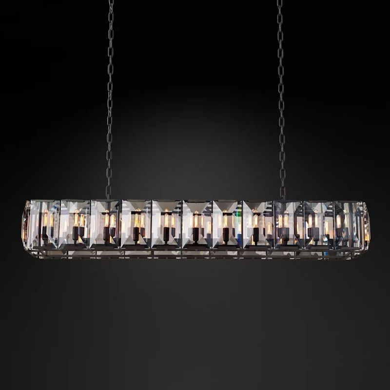 Multicolor Crystal Rectangular Chandelier 74"