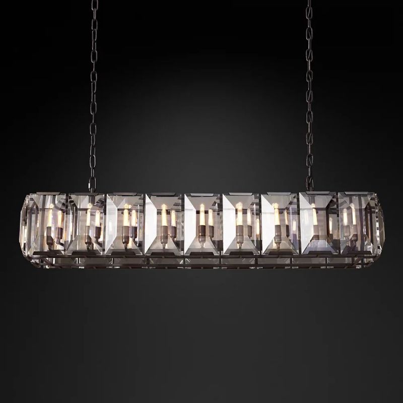 Multicolor Crystal Rectangular Chandelier 61"