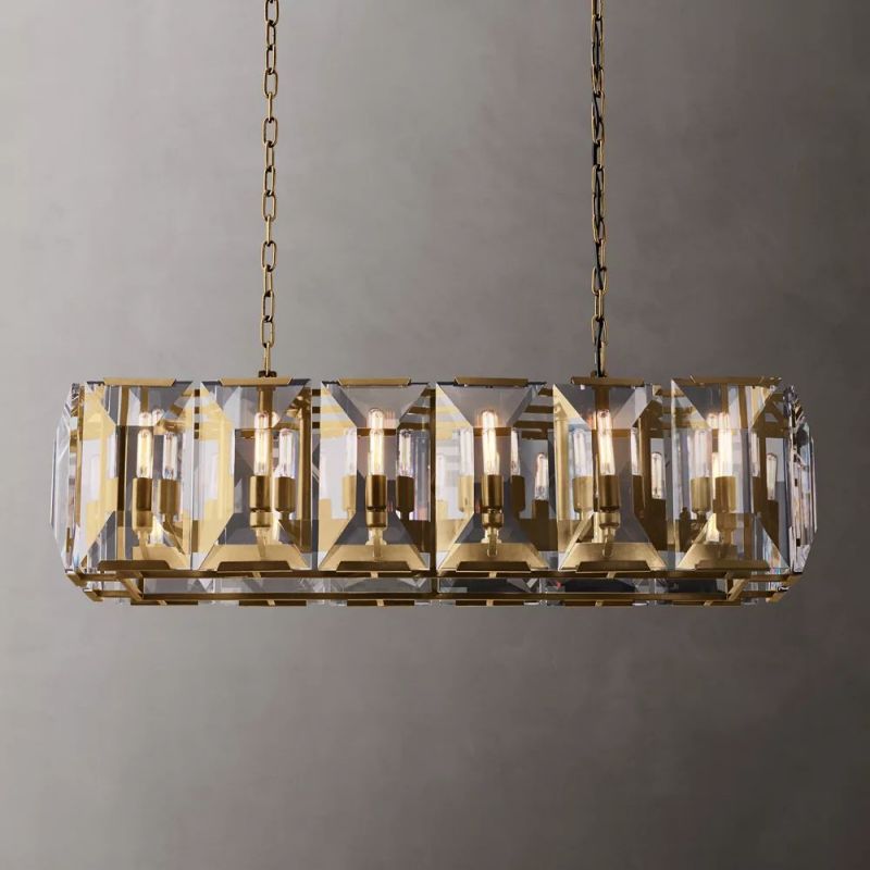 Multicolor Crystal Rectangular Chandelier 42"