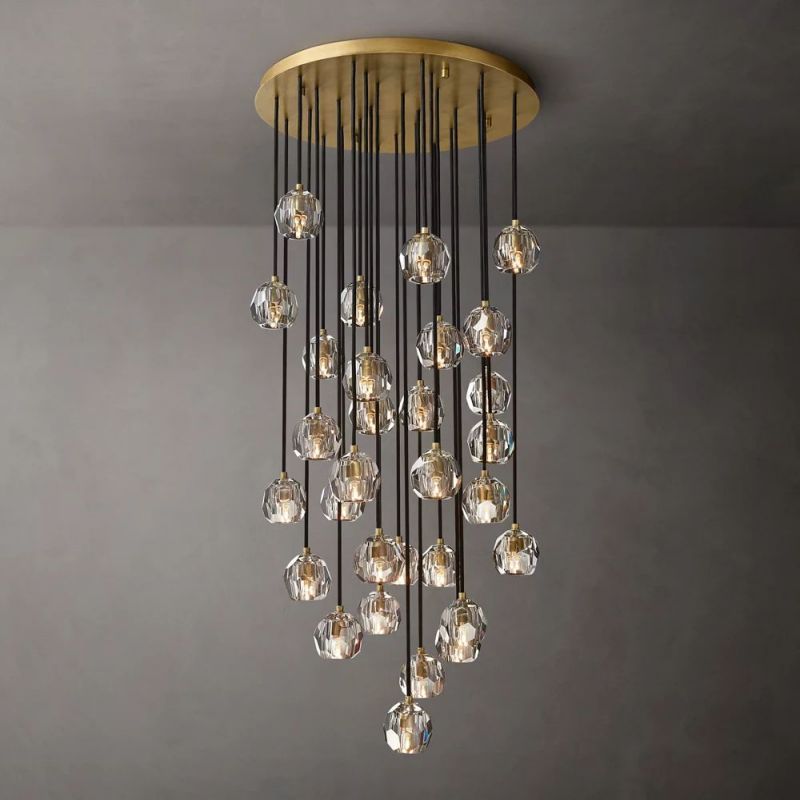 Sibole Clear Glass Round Cluster Chandelier 30"