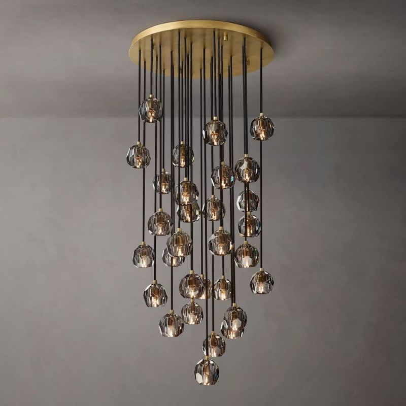 Sibole Clear Glass Round Cluster Chandelier 30"