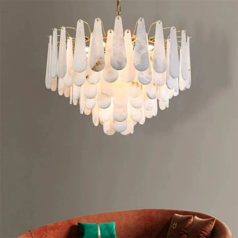 Alabaster Feathery Chandelier