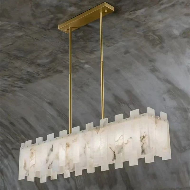 Devnu Alabaster Linear Chandelier 39"