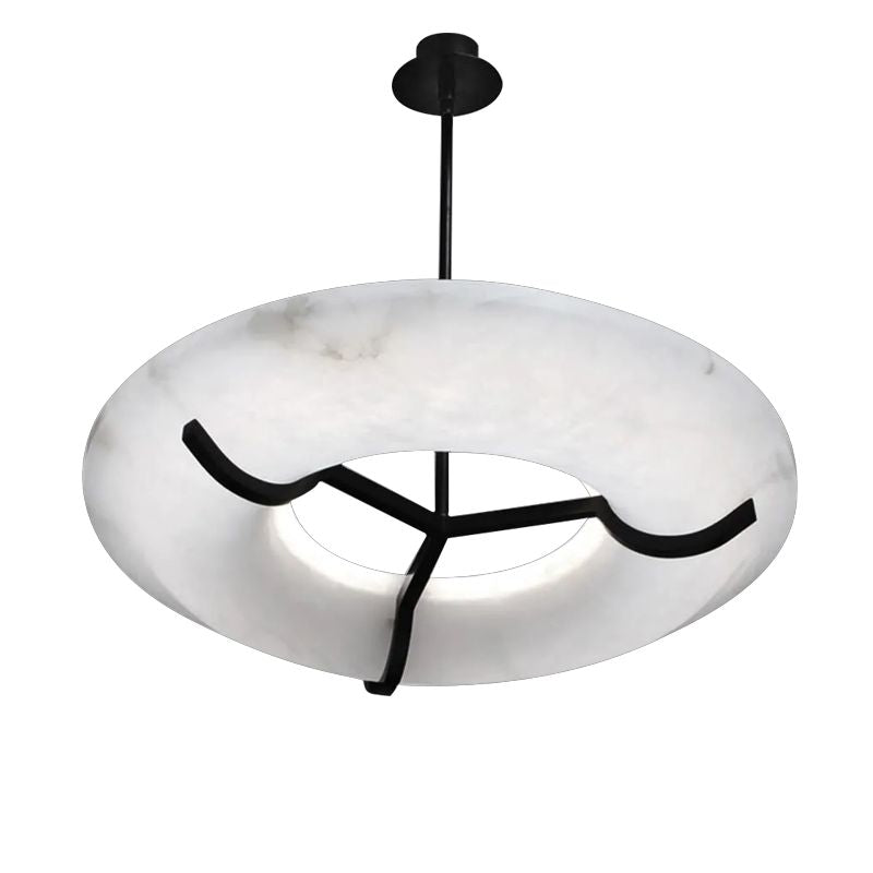 Modern Round Alabaster Dining Room Chandelier